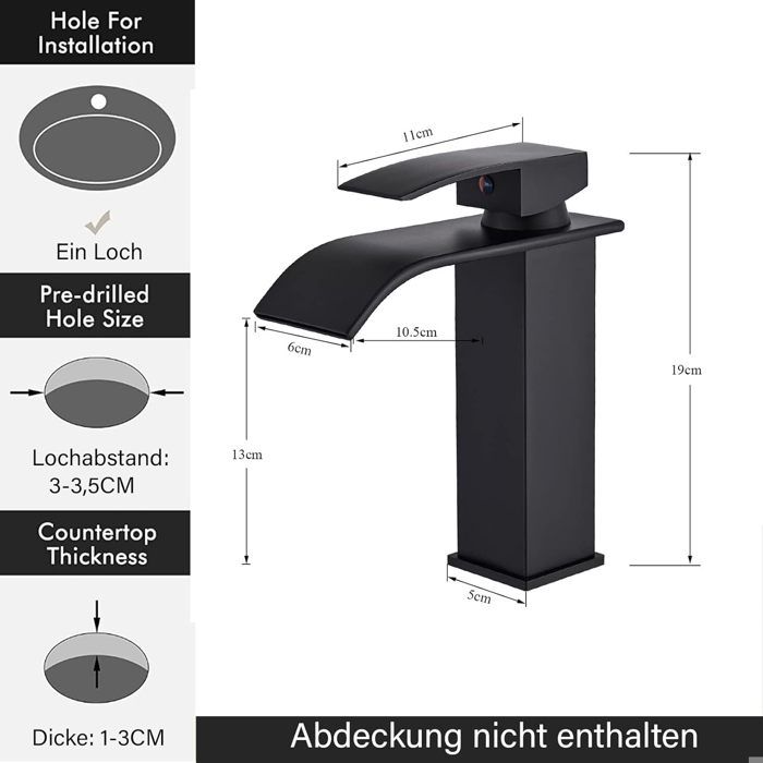 Robinet de lavabo de salle de bain en laiton et acier inoxydable au design unique, simple, cascade, eau chaude et oide - Chine Lavabo Faucet, robinet mélangeur du bassin