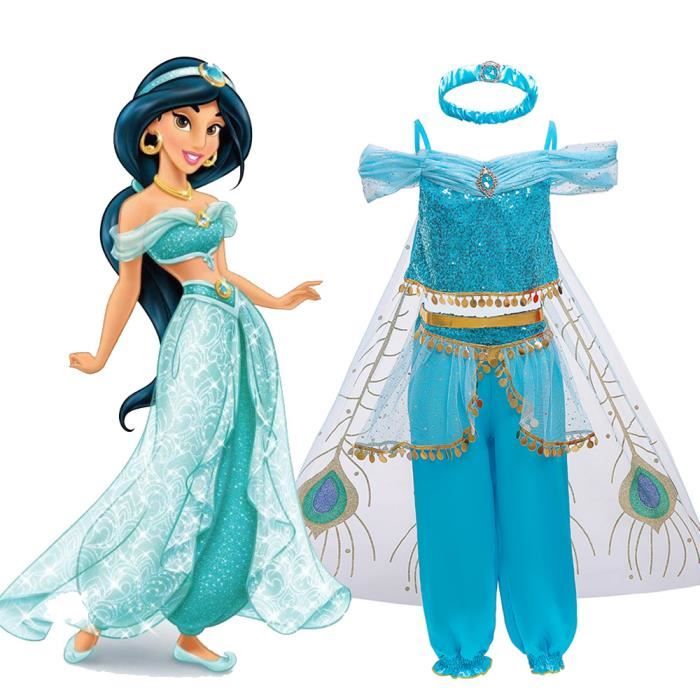 Robe de princesse Filles Jasmine Aladdin Costume Cosplay Deguisements Avec Accessoires Bleu Cdiscount Pret a Porter