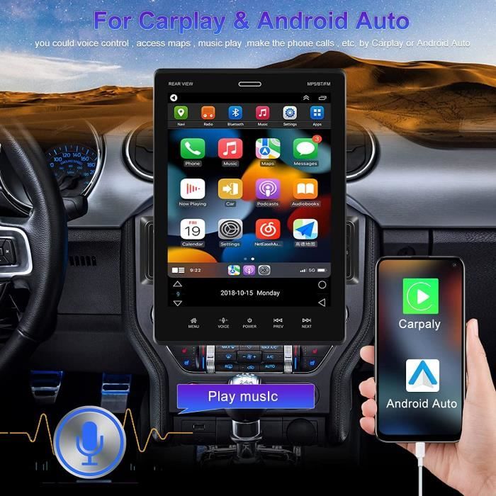 TOGUARD Autoradio CarPlay Android Auto,10 écran Tactile sans Fil Car  Stereo Bluetooth multimédia avec GPS/ mains libres/musiqu - Cdiscount Auto