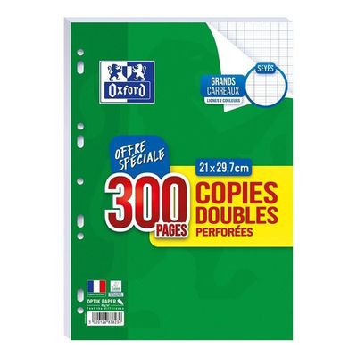Achetez, Carrefour 300 Copies doubes perforées grands carreaux, A4 1 paquet