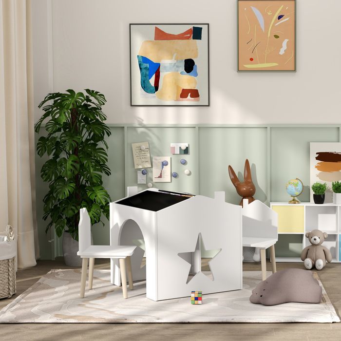 Table Et Chaise Enfant AIYAPLAY Avec Porte-livres - Motifs Ours - MDF Et Pin - Pour 3-8 Ans - Vert