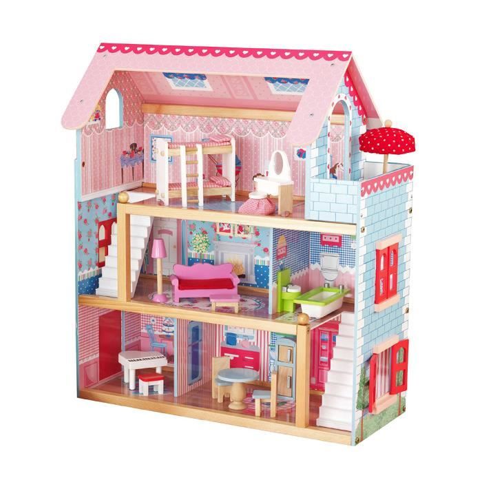 Maison de poupée en bois enfant 3 étages avec 17 accessoires Méditerranéen  Olivia's Little World - N/A - Kiabi - 174.99€