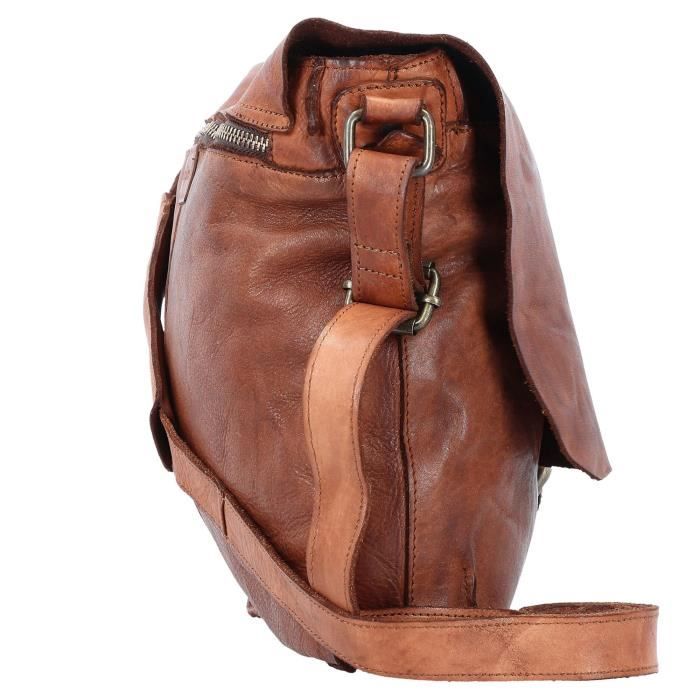 Sacoche Besace Bandoulière LA BAGAGERIE En Cuir Marron - Très Bon état (légère Griffure) - Pour Homme
