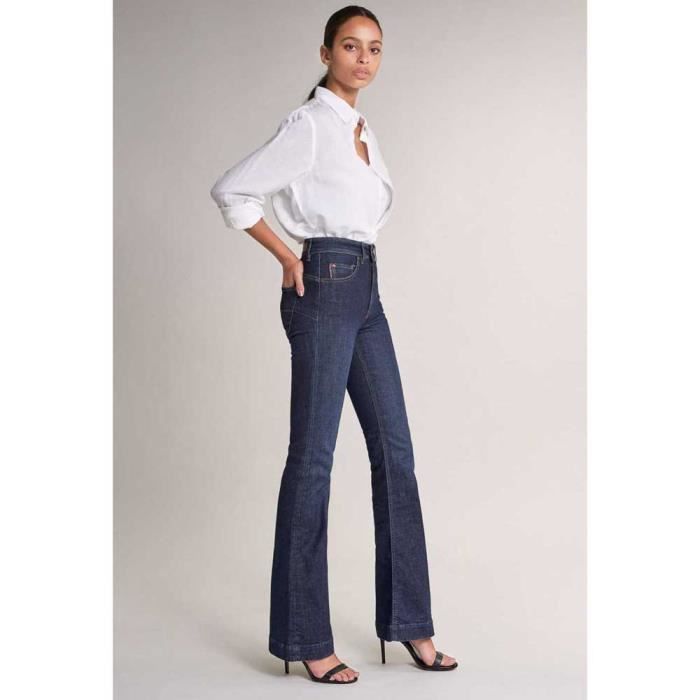 Jean Salsa Jeans Faith Push in Flare Bleu Taille haute Femme Blue Cdiscount Pret a Porter