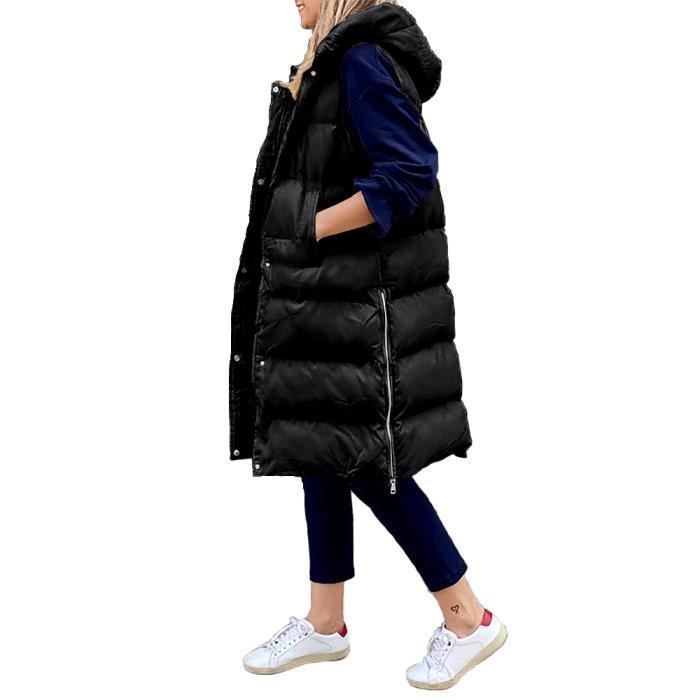 Doudoune Femme,Doudoune à Capuche Femme Longues,Sans Manche Doudoune Femmes,Kaki Kaki - Prêt-à-Porter