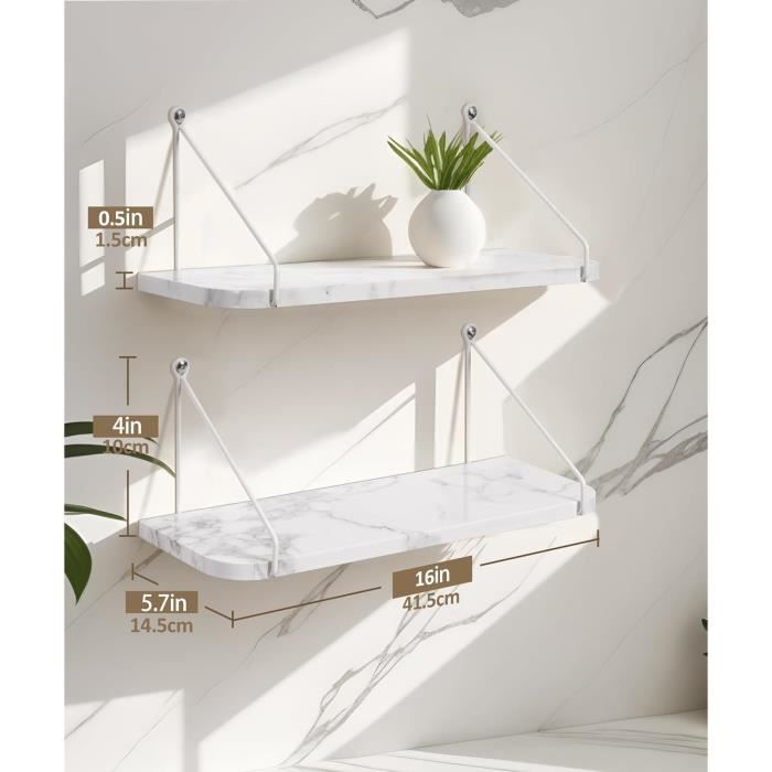 3 étagères Murales Flottantes En Bois Blanc – Déco Moderne Pour Salon, Chambre, Bureau Ou Cuisine - 3