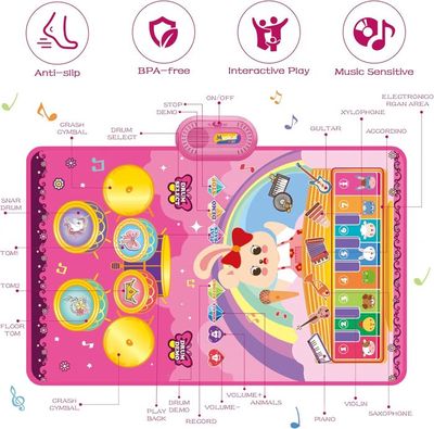 Jouets pour Bébés 1-5 ans, Tapis Musical Bebe 2 en 1 Et Jouet de Batterie pour Tout-Petits, Tapis de Danse, Tapis de Musique, Cadeau d'anniversaire de Noël, Jouets pour Garçons Filles de Jouets pour Bébés 1-5 ans, Tapis Musical Bebe 2 en 1 Et Jouet de Batterie pour Tout-Petits, Tapis de Danse, Tapis de Musique, Cadeau d'anniversaire de Noël, Jouets pour Garçons Filles de
