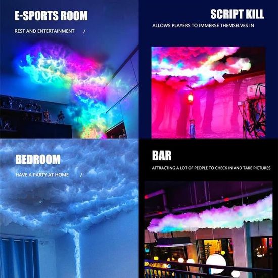 Kit d'éclairage LED 3D RVB Thundercloud, Lampe de Nuage de Tonnerre de  contrôle Bricolage, Nuages LED colorés pour Plafond, Applique Murale  Atmosphere Cloud, coloré (20m/66ft) : : Luminaires et Éclairage