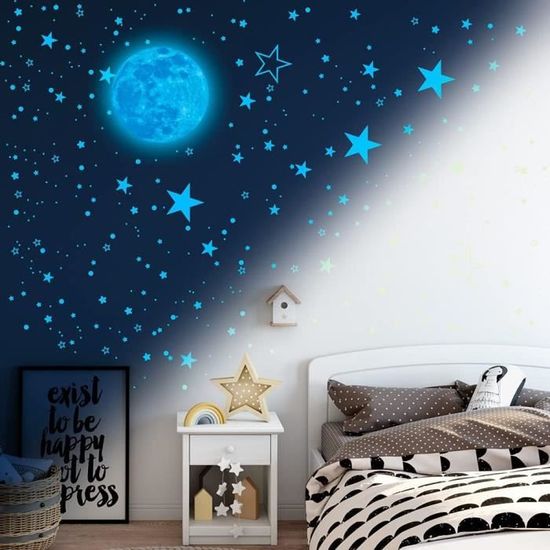 Etoiles Phosphorescentes Etoile Fluorescente Lune Adhésifs Muraux - 166  Pièces Fluorescents pour réaliser un ciel étoilé - Cdiscount Maison