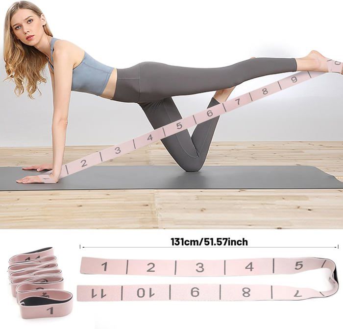 Sangle Extensible Sangle De Yoga Stretch,Sangle De Yoga Extensible Avec 11 Boucles,Bande ...