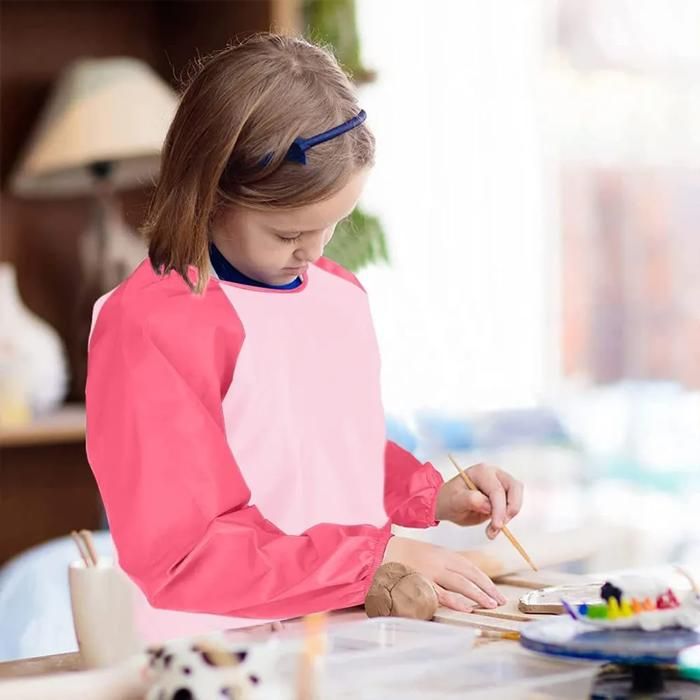Tablier Enfant - Blouse Manches Longues - Rose - Imperméable - Facile à