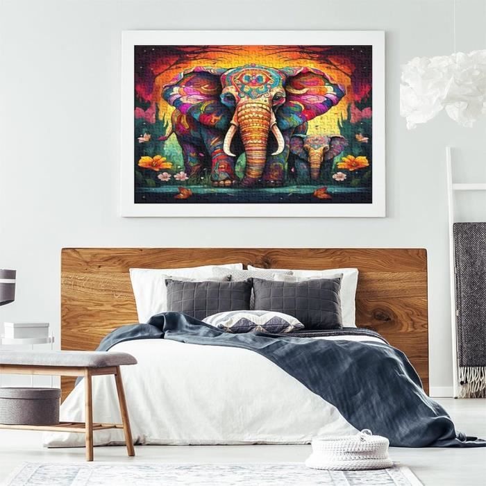 GBPR Puzzle 1500 Pieces Éléphant-1500 Ensembles De Puzzle De Défi Cérébral pour Enfants Enfants Jeux éducatifs Puzzles Animaux Colorés