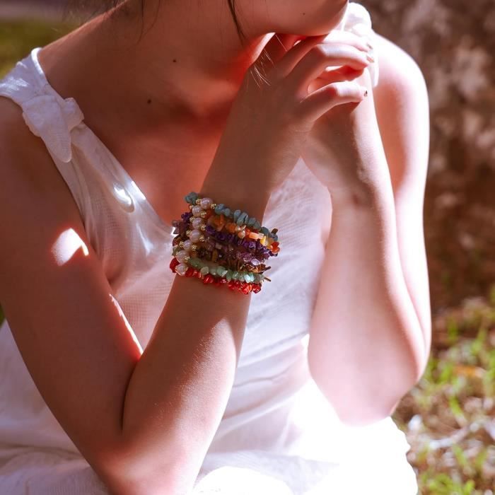 Bracelets Extensibles Femme Perles Naturelles Différentes Couleurs