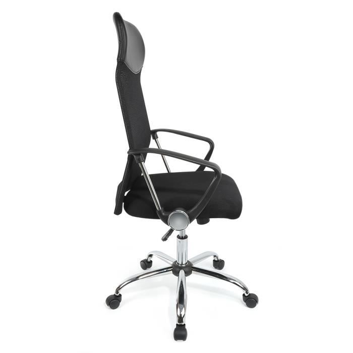 Fauteuil / chaise de bureau noir inclinable ergonomique design moderne 50 x  47 x（122 - 130） cm - Cdiscount Maison
