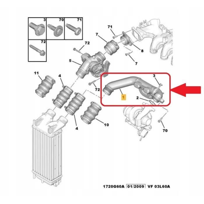 Tuyau Turbo Intercooler Pour Peugeot 3008 1.6 HDI - Renforcé Kevlar, Haute Température