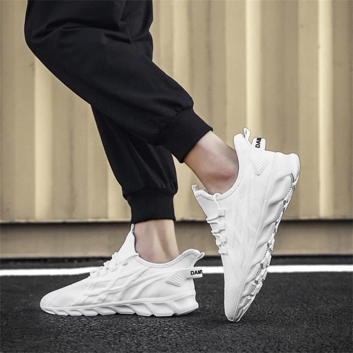 Basket Homme Chaussures Sport Masculines Respirante Chaussure Blanc Cdiscount Chaussures