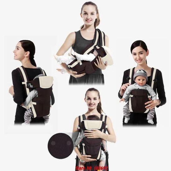 0 24 Mois Porte bebe Ergonomique 4 en 1 Sangle Multifonction Reglable Marron Cdiscount Puericulture Eveil bebe