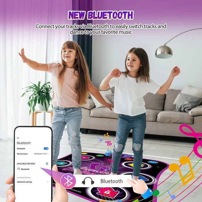 Tapis De Danse LED Pour Enfants GuKKK - 6 Flèches Lumineuses Avec Bluetooth | 4 Modes De Jeu Musical