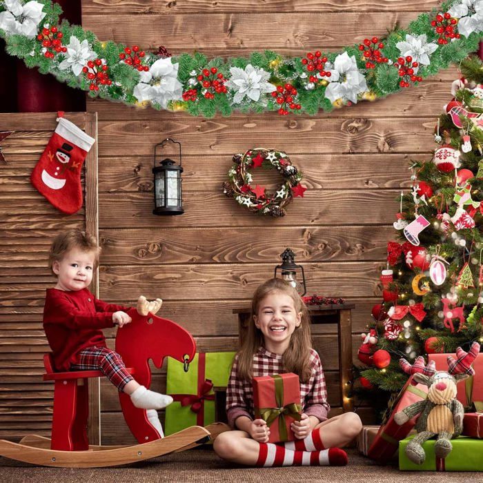 Guirlande De Noël Lumineuse En Rotin - 270 Cm Avec 30 LED Chaudes - Alimentée Par Piles - Déco Intérieur/extérieur - IP44