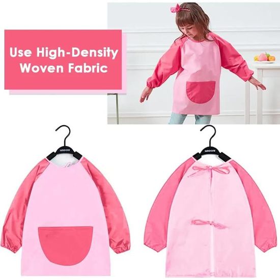 Tablier Peinture Enfant, Imperméable, Manches Longues, Blouses d'art Pour 5-11 ans Garçon et Fille, Rose - Beaux-Arts et Loisirs créatifs