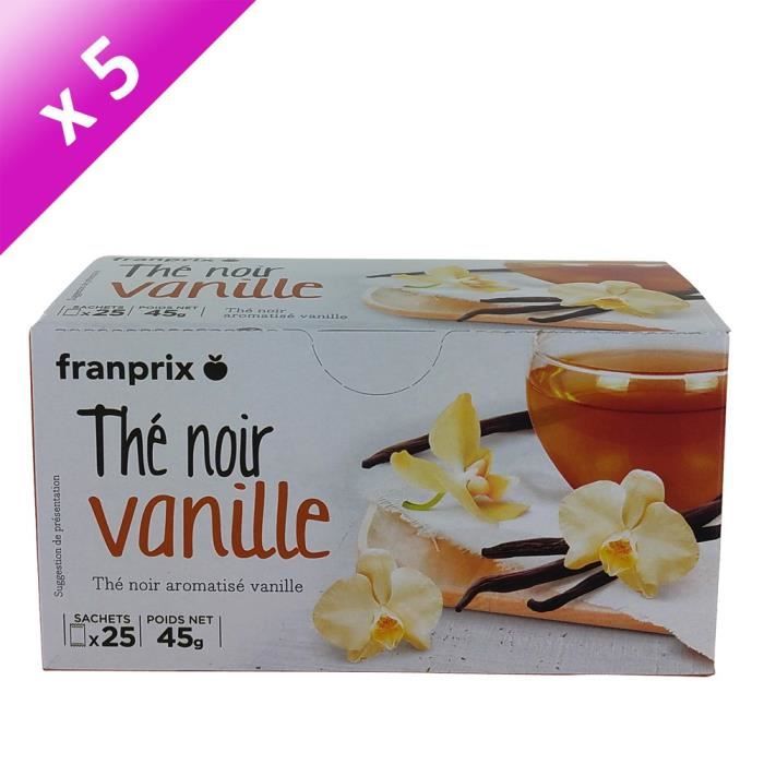 FRANPRIX Lot de 25 Sachets de Thé noir Vanille - 45 g x5 - Cdiscount Au  quotidien