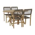 Ensemble Table + 4 chaises Teck 90 cm 150 x 90 x 75 cm - Blanc-0