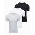 Lot de trois t-shirts à manches courtes - Ombre - Pour Homme - Gris clair, blanc, noir-0