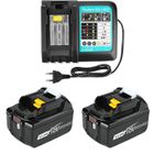 MAWIRON 2 X 8,0 Ah Lithium-ion Batterie + Chargeur rapide facile, Remplacement pour Makita 18V BL1815 BL1830 BL1840 BL1850 BL1845 BL1860