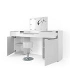 Vicco coiffeuse Lilli, Blanc Haute brillance, 190 cm avec éclairage LED et tabouret