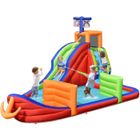 DREAMADE Château Gonflable Bateau Pirate 6 en 1 pour Enfant avec Toboggan, Mur d'Escalade, 460x310x290cm, pour Piscine, Cour, Jardin