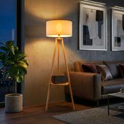Lampadaire Sur Pied Design Scandinave Doré Et Marbre - LUVODI 159cm Avec Étagères Et LED Intégrée | Pour Salon Et Chambre