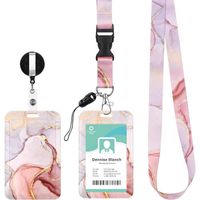 Porte Badge Cordon Tour de Cou, Porte-cartes avec Swivel Lobster Clasp Rétractable pour Cartes d'transport d'étudiant d'infirmière