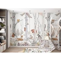 Papier Peints Jungle Du Cerf Sika, Poster Mural 3D, Thème forêt Et Animaux Pour Salon Chambre D'Enfant Décoration Murale,300x210cm