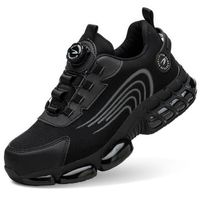 OOTDAT chaussures de sécurité pour hommes-Chaussures de travail légères et élégantes à embout en acier-noir