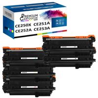 Toner CE250X 504X (x2) + CE251A 5 Noir (x2) + Cyan + Magenta + Jaune Compatible pour HP Colour Laserjet CP3525 CP3525N CP3525DN CP35