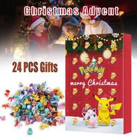 Boîte aveugle de Noël de Jouet de poupée Pokemon, poupée Anime Pikachu, compte à rebours de Noël cadeau de 24 jours