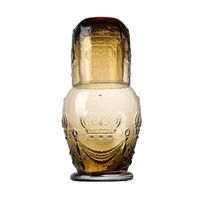 Carafe de nuit de chevet , bouteille en verre transparent vintage en relief de 770 ml-26 oz avec tasse N°1