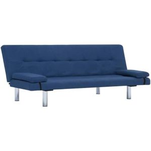 CANAPÉ FIXE Canapé-lit avec 2 Coussins - en Polyester - Bleu[163]