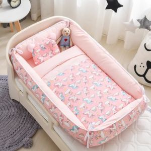 6 pièces Chambre Parure de lit avec pare-chocs pour lit bébé 140x70 cm rose 