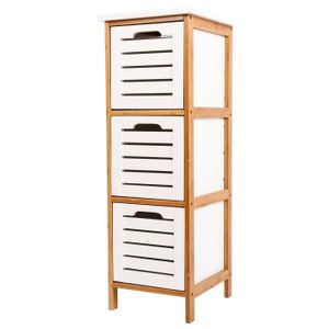 Zri Bambou Organiseur de tiroir Armoire de Rangement /à Chaussures avec 3/ Portes Pull Down pour Couloir sur Pied Blanc