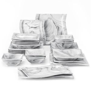 Service De Table Asiatique - Vaisselle Céramique Multicouleur Motif Floral - Lot Bol, Assiette, Cuillère