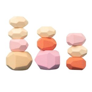 ASSEMBLAGE CONSTRUCTION Jeu d'empilage de pierres colorées en bois, jouet éducatif créatif, blocs de construction, aide pédagogique pour c AGRAFE - HSY03947