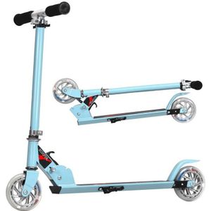 Trottinette enfant Giantex trottinette pour enfants 2 roues pliable de 10+  ans avec plateau en aluminium hauteur ajustable charge max. 100KG bleu