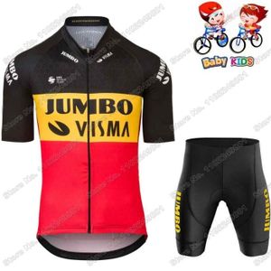 COMBINAISON DE VÉLO Ensemble de maillot de cyclisme Jumbo VIsma 2023 Trilogy pour enfants,Vêtements de cyclisme pour garçons et f