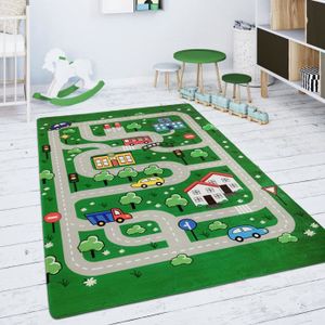 Courte tapis d'enfant salle de tapis motif route circulation vert