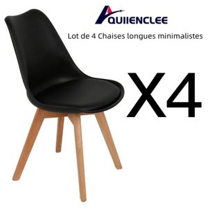 CHAISE LONGUE Chaise - QUIIENCLEE - Lot de 4 - Noir - Intérieur - Design
