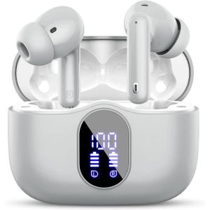 OREILLETTE BLUETOOTH Écouteurs Bluetooth 5.3, Écouteur Sans Fil Avec 4 Enc Réduction Antibruit Mic Casque Bluetooth Hi-Fi Son Stéréo, 36 Heures Du[J181]