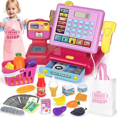 Caisse Enregistreuse Jouet Avec Scanner, Nourriture Et Calculatrice – Langue Anglaise – Portable, Éducative – Dès 3 Ans (Vert)