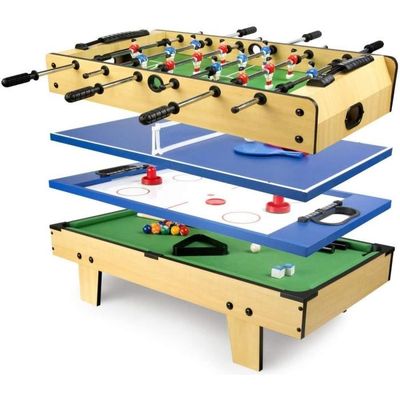 OYE 4FT 8 en 1 Zusammenklappbar multifunkniertes Jeu de Table - Football de Table(Tischkiker)/Tennis de Table/Hockey à air/Table de Billard, MDF