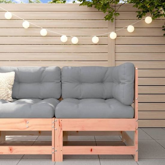 Canapé D’angle Jardin VidaXL – Bois Acacia Massif, Coussins Gris, Modulable, Terrasse Extérieur